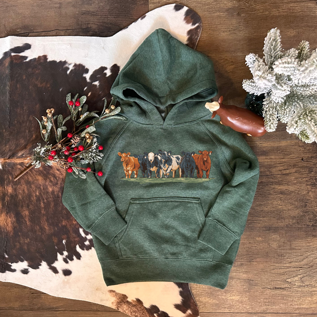 Cattle Round Up | Toddler Hoodie, Moss Green