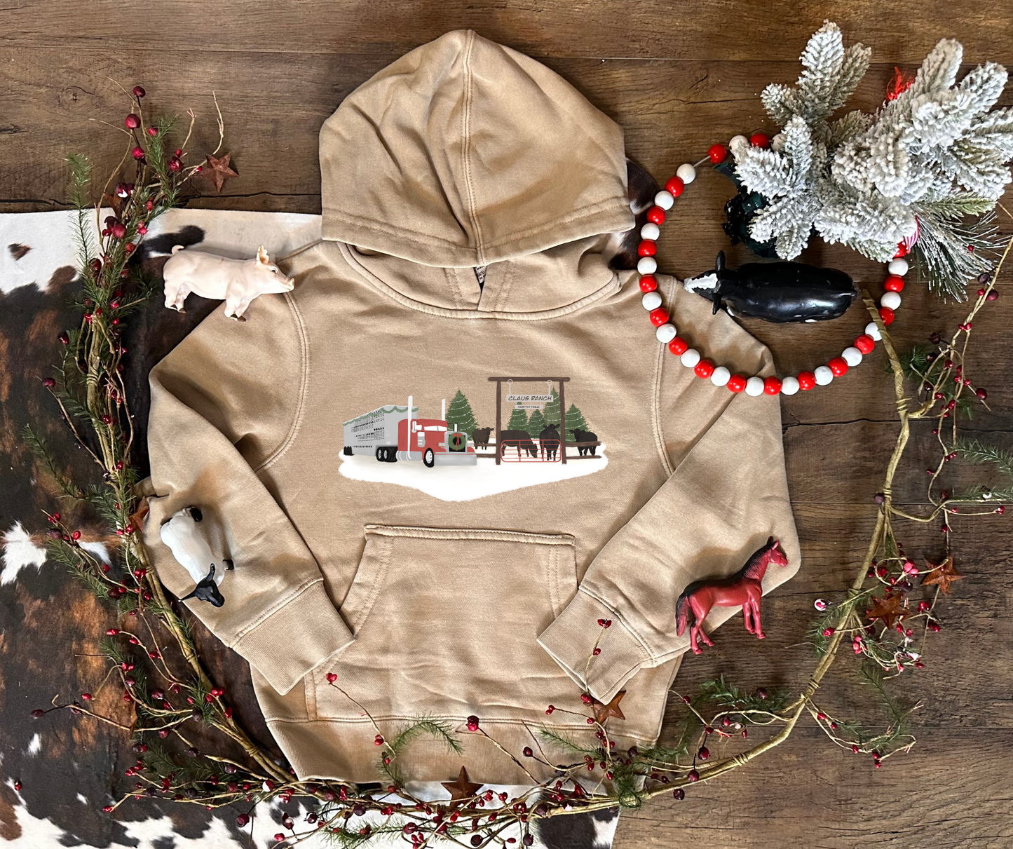 Christmas Bull Hauler | Youth XS and Medium Hoodie