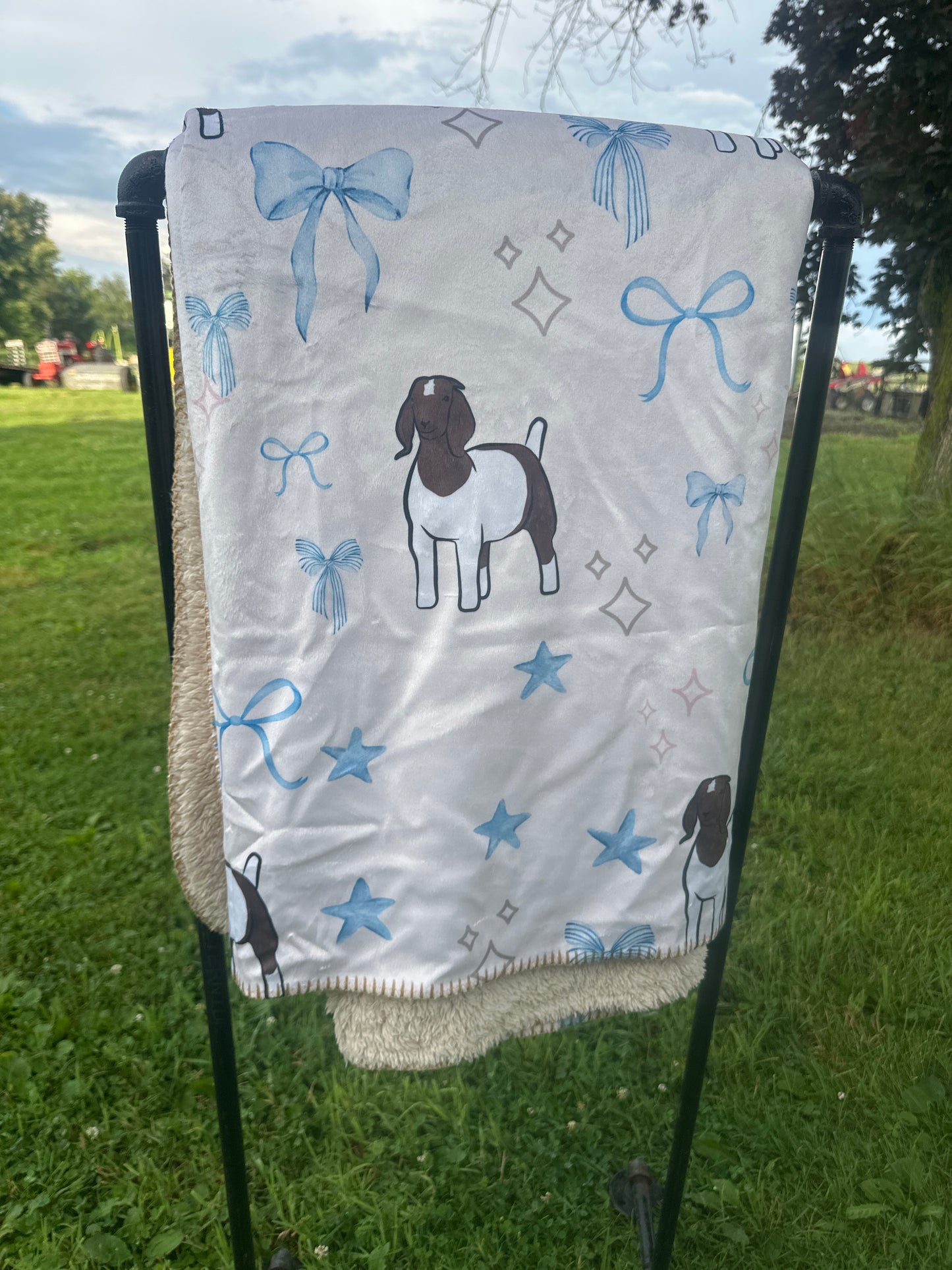 60 x 80 Blanket | Goats and Bows, Sherpa Backed