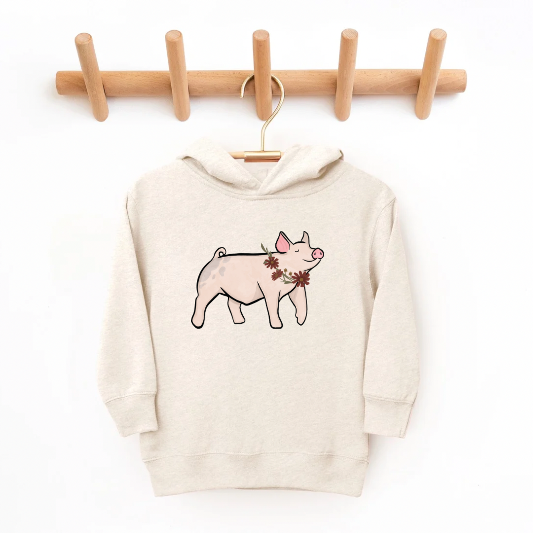 Fall Floral Show Pig | Toddler Hoodie