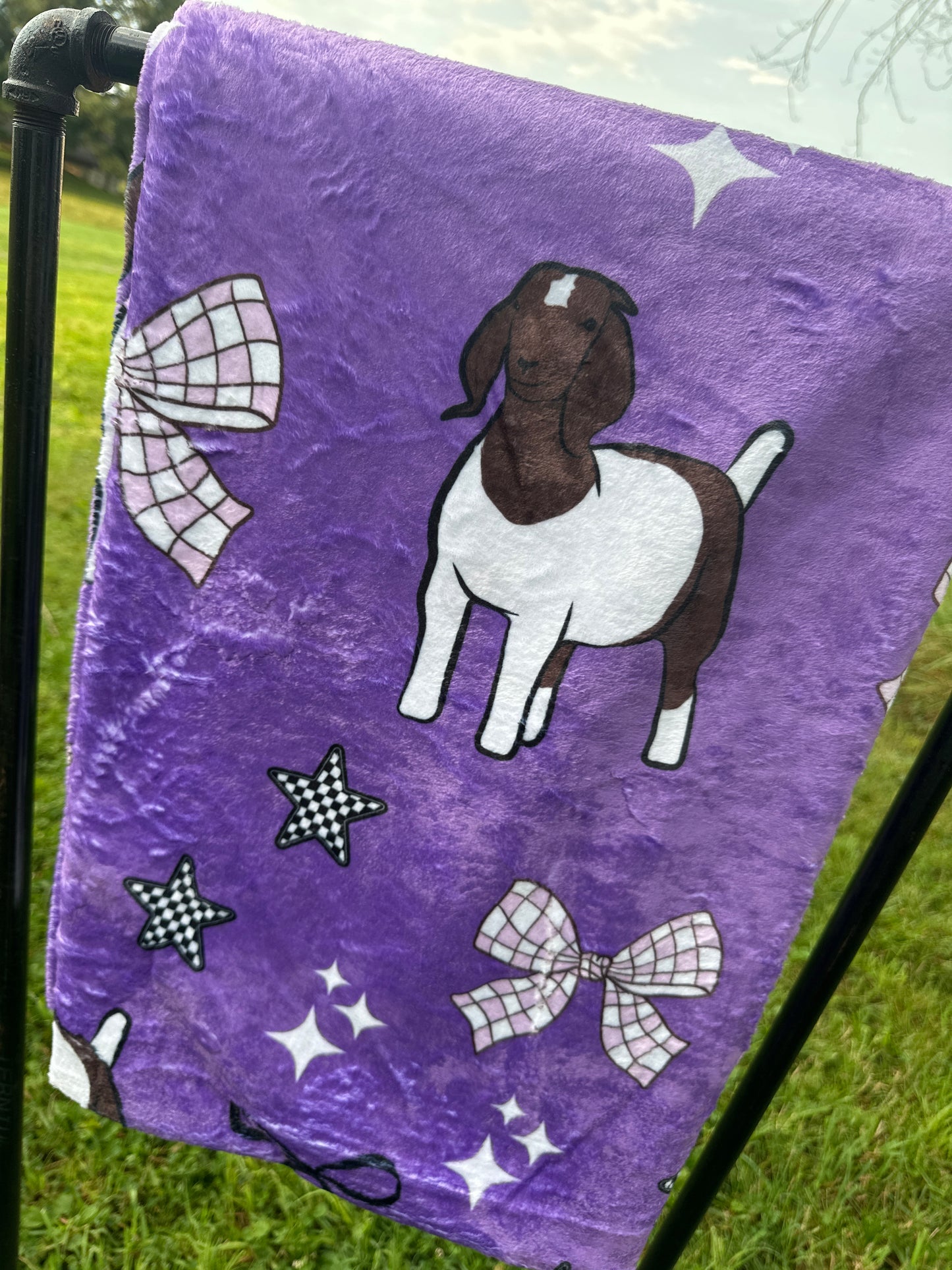 60 x 80 Blanket | Goats and Purple Bows