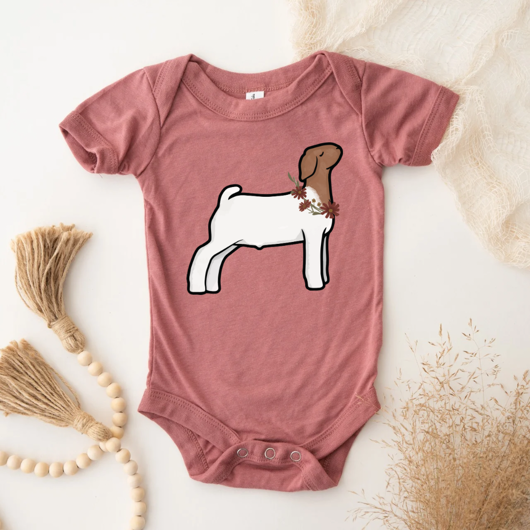 Fall Floral Boer Goat | Infant, Toddler + Youth Tee