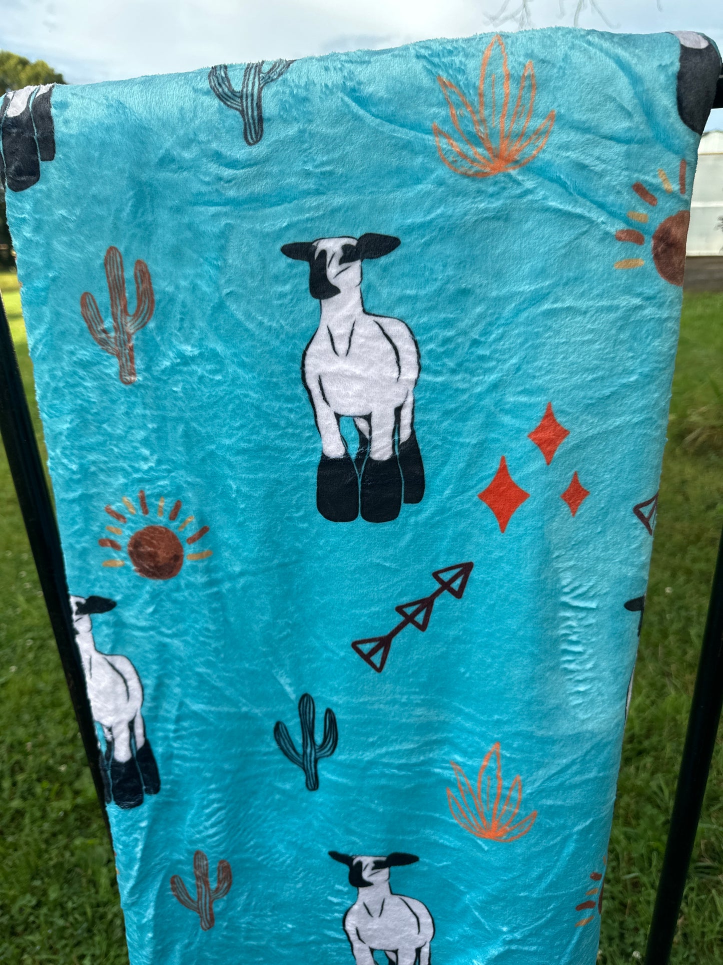 60 x 80 Blanket | Lambs and Turquoise Cactus