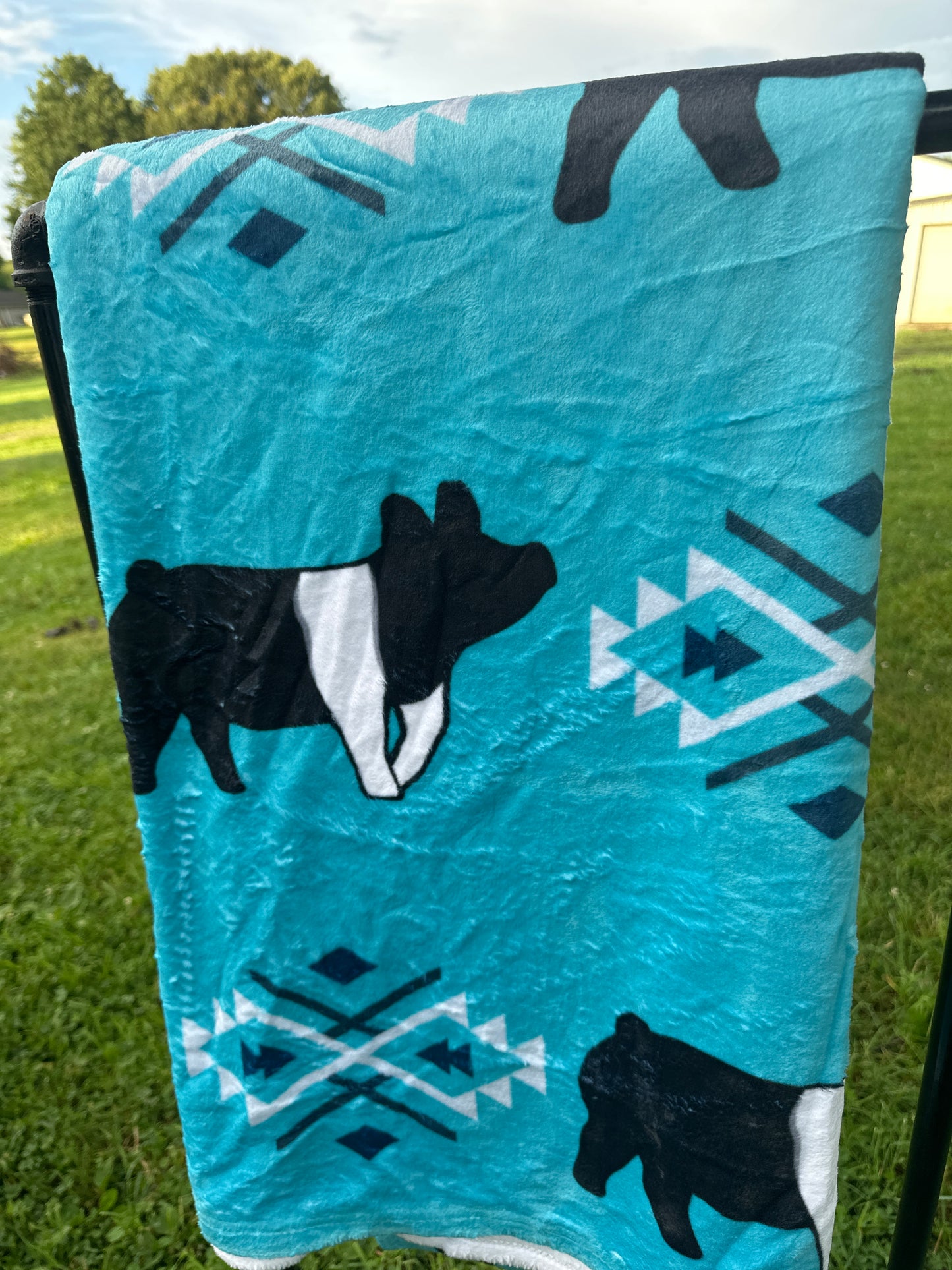 60 x 80 Blanket | Pigs and Turquoise Aztec
