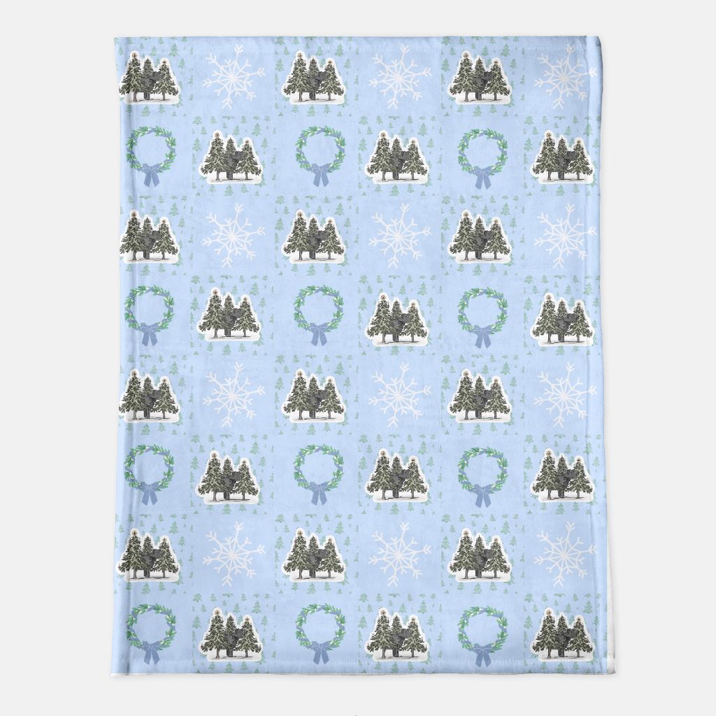 60 x 80 Blanket | Blue Winter Wonderland Cattle - Minky front and back