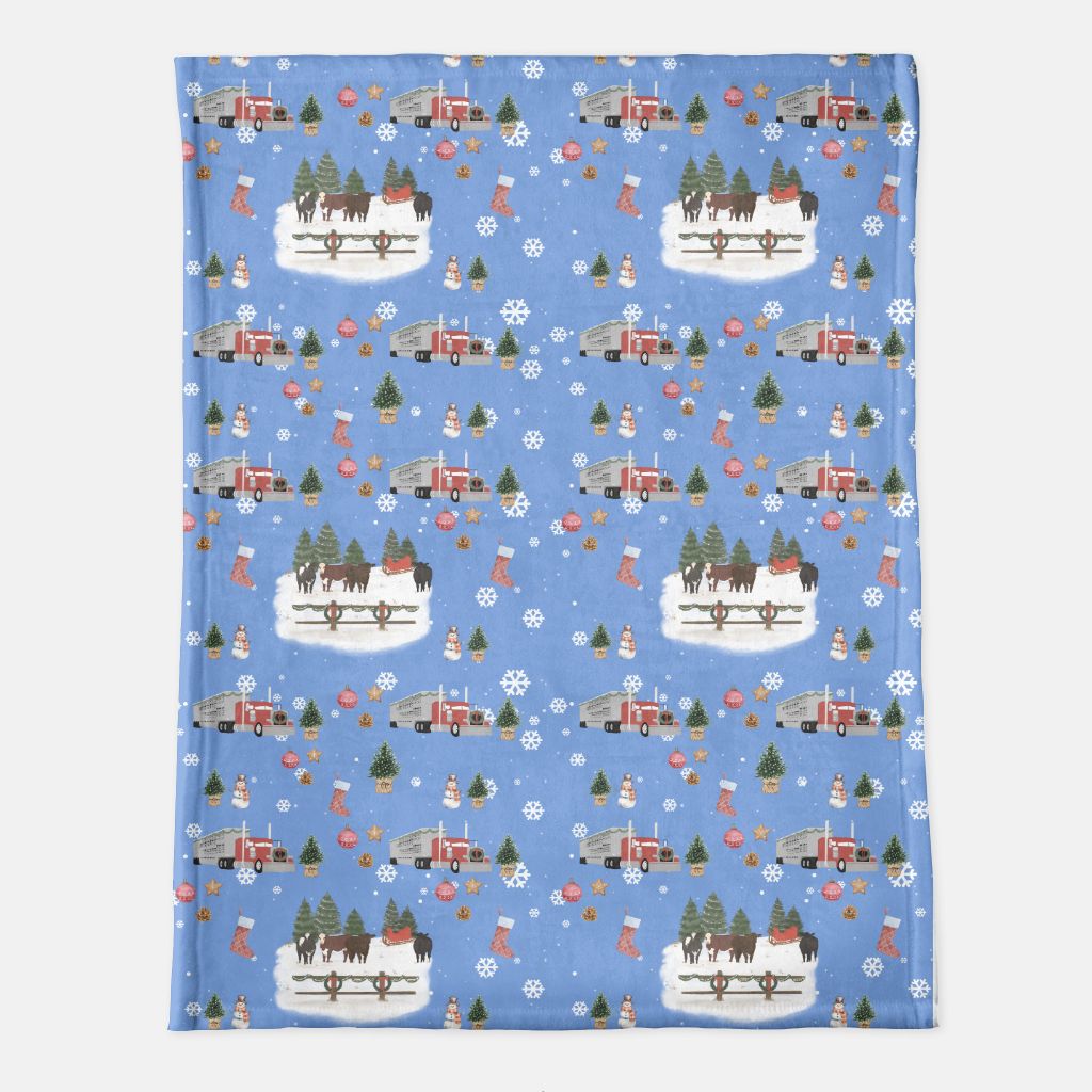 60 x 80 Blanket | Christmas Bull Hauler - Minky front and back