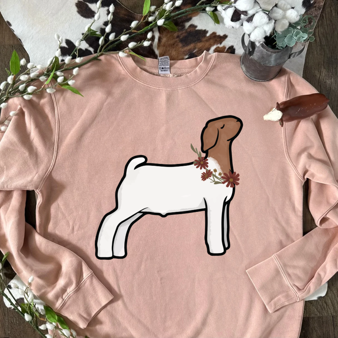 Fall Floral Boer Goat | Adult Crewneck Pullover