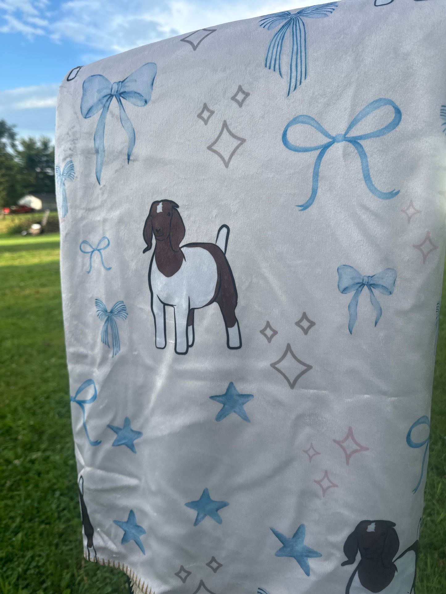 60 x 80 Blanket | Goats and Bows, Sherpa Backed