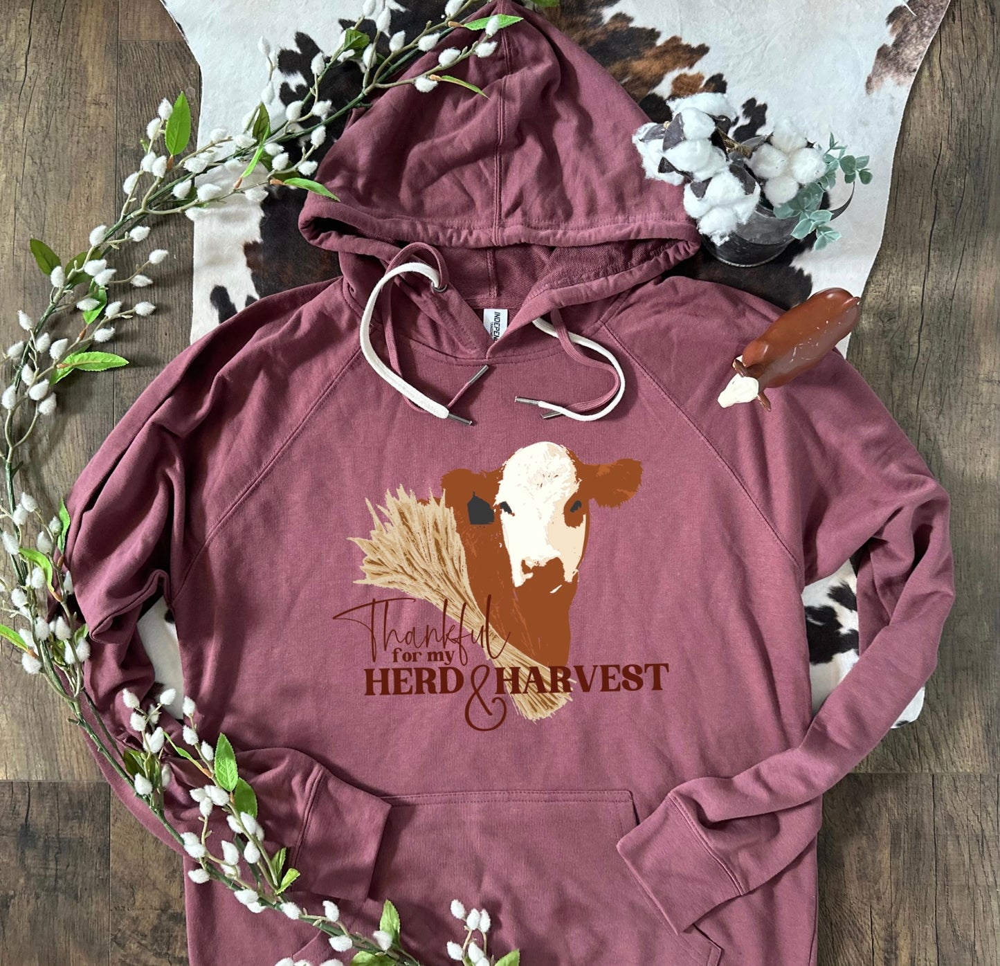 Thankful for My Herd & Harvest | Adult Lightweight French Terry Hoodie
