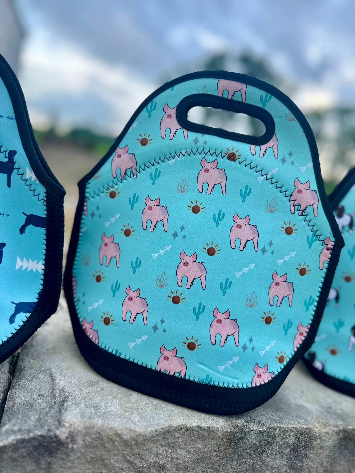 Show Pigs & Minty Cactus Lunch Tote