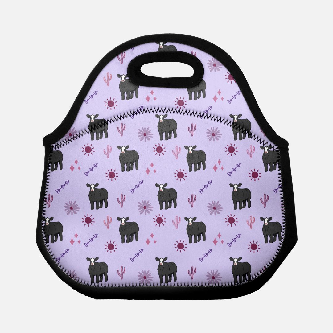 Show Cattle & Purple Cactus Lunch Tote