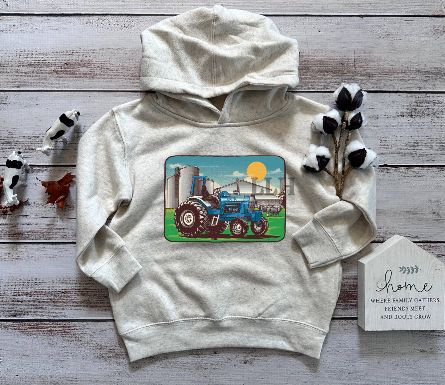 Vintage Blue Tractor | Toddler Hoodie