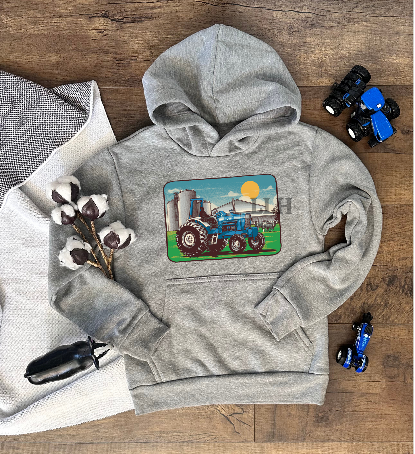 Vintage Blue Tractor | Youth Hoodie {XS to Large}