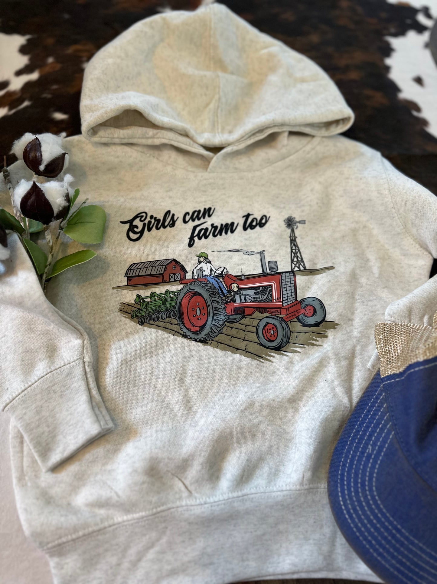 Girls Can Farm Too | Toddler + Youth Hoodie