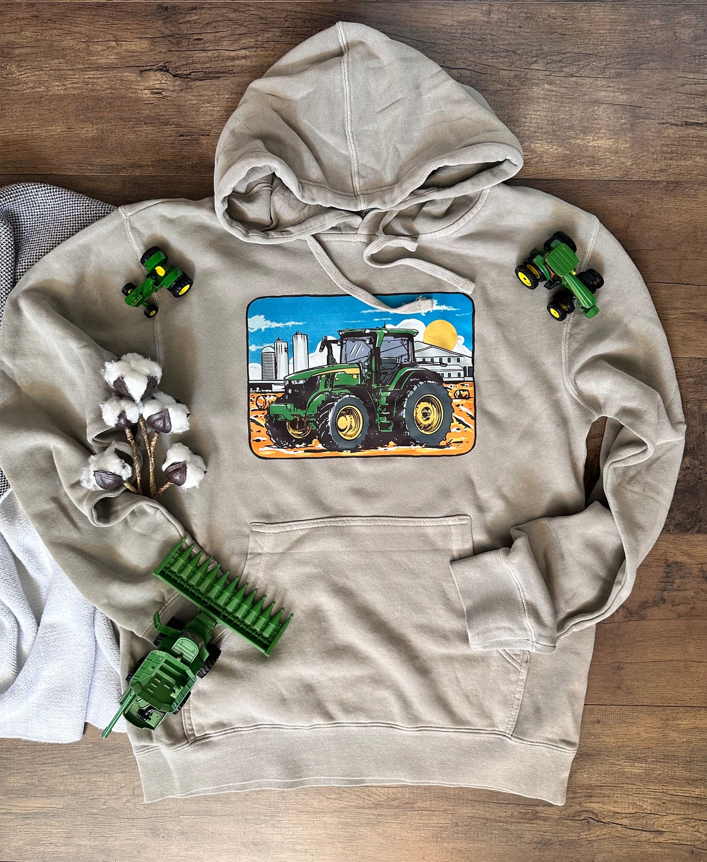 Green Tractor Adult Hoodie