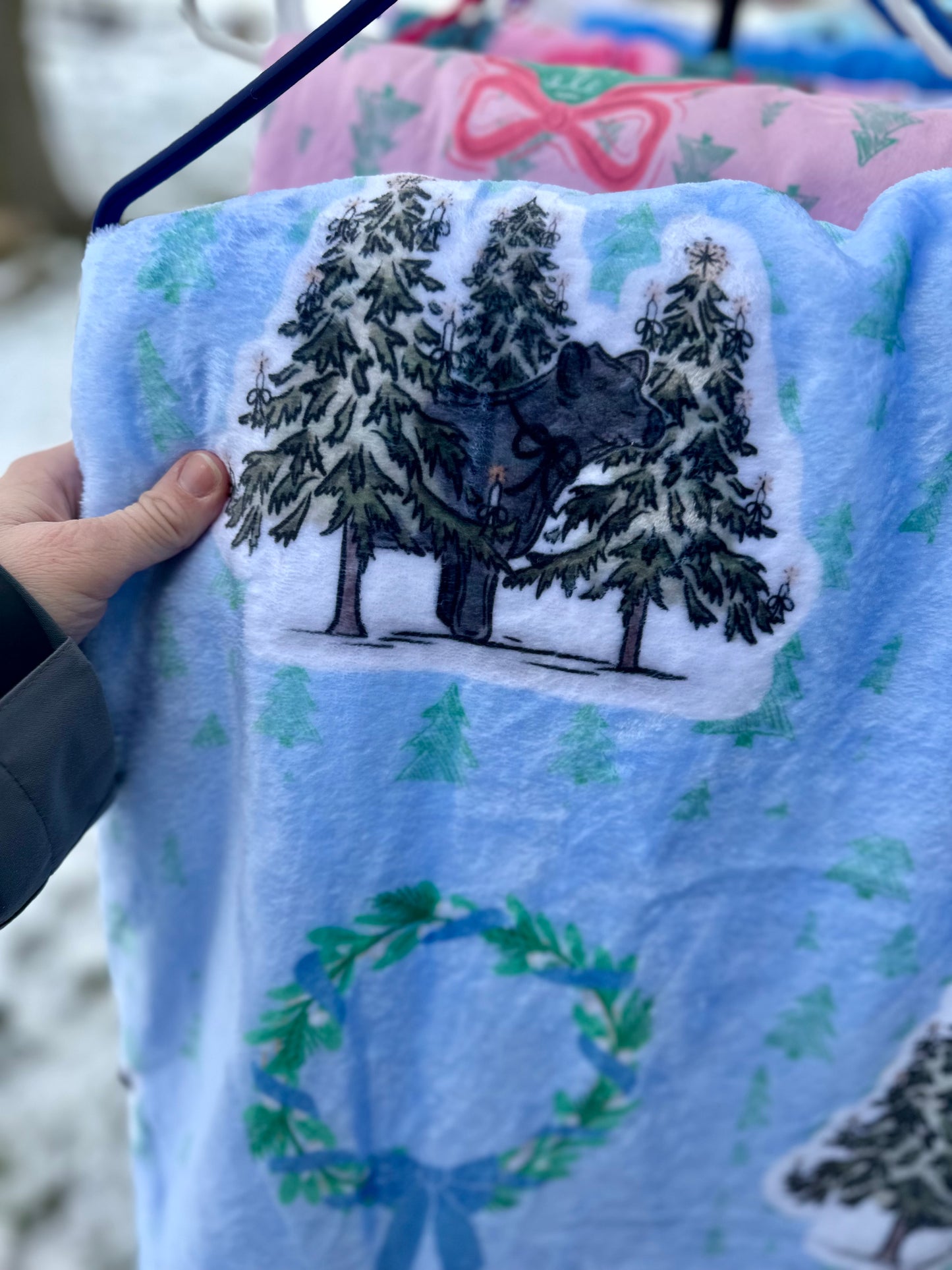 60 x 80 Blanket | Blue Winter Wonderland Cattle - Minky front and back