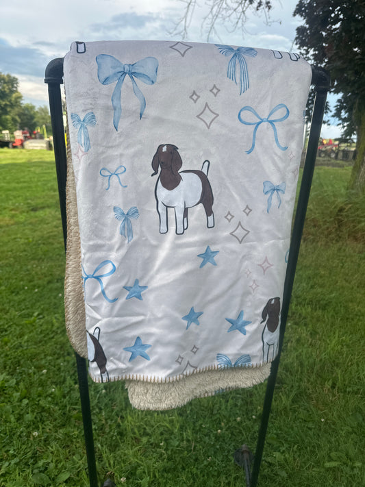 60 x 80 Blanket | Goats and Bows, Sherpa Backed