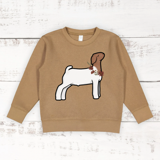 Fall Floral Boer Goat | Toddler Crewneck