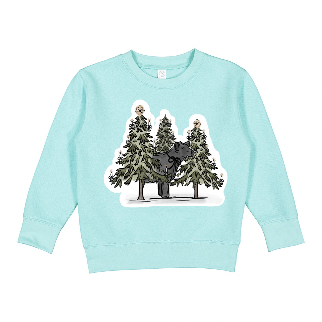 Winter Wonderland Cattle | Toddler Crewneck, Aqua