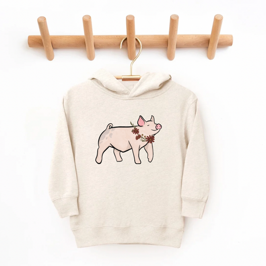 Fall Floral Show Pig | Toddler Hoodie