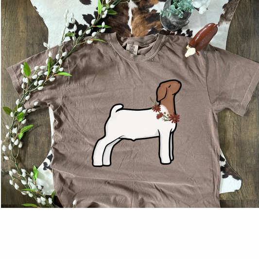 Fall Floral Boer Goat | Adult Tee