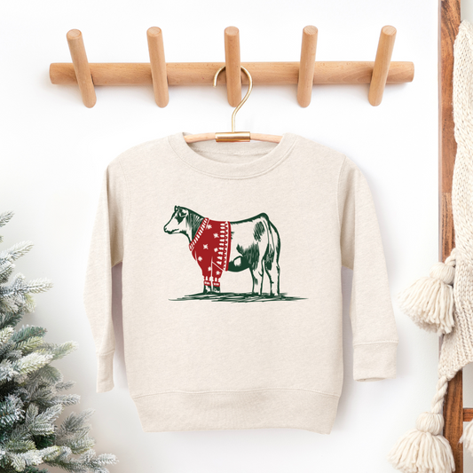 Christmas Cattle Sweater | Toddler Crew, cream
