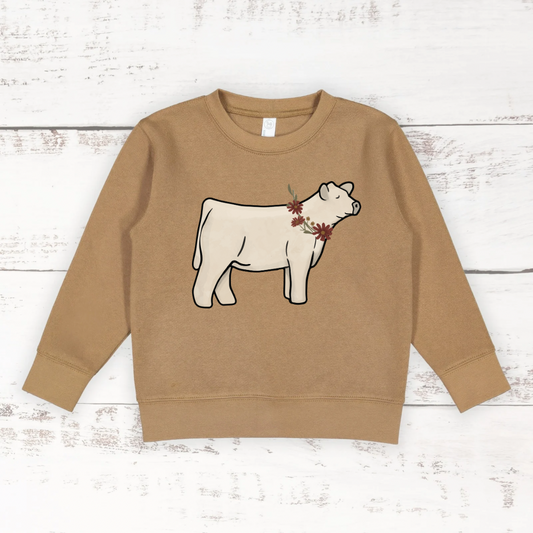 Fall Floral Show Cattle | Toddler Crewneck