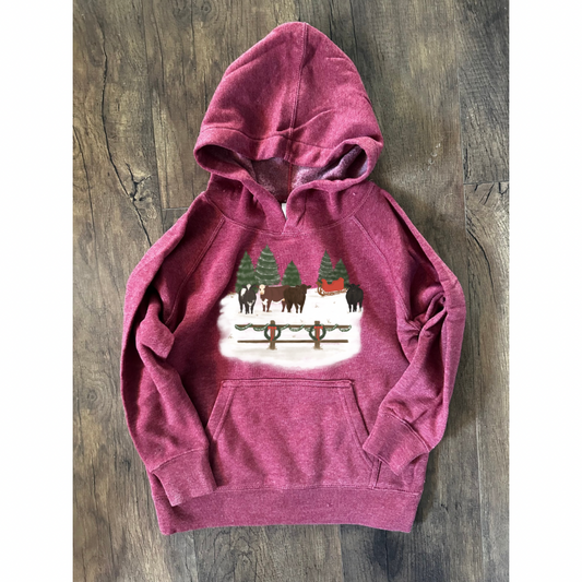 Santa’s Pasture | Toddler & Youth Hoodie, Burgundy
