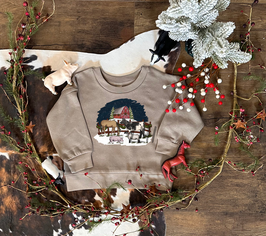 Barnyard Christmas | Infant + Toddler Fleece Pullover (6/12 mo, 18/24 mo)