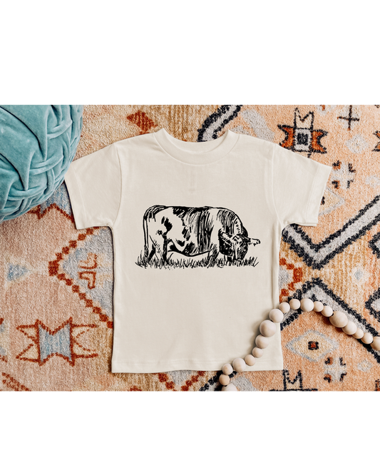 Vintage Cattle Sketch | Toddler + Youth Tee