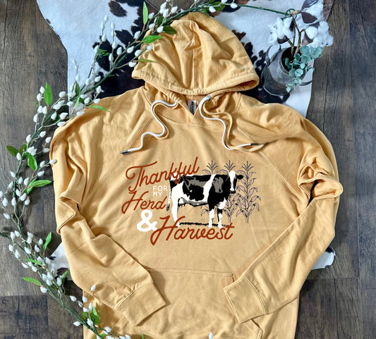 Thankful for my Dairy Herd & Harvest | Adult Lightweight French Terry Hoodie