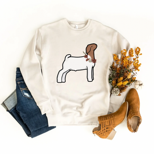 Fall Floral Boer Goat | Adult Crewneck Pullover