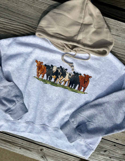 Cattle Round Up | Women’s Color Block ‘Cropped’ Hoodie