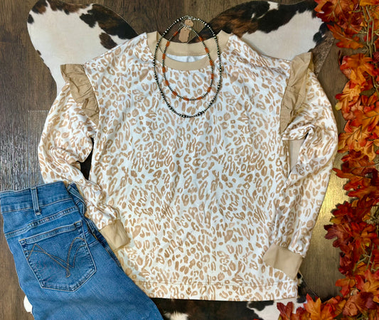 Blaire Cheetah Ruffle Pullover