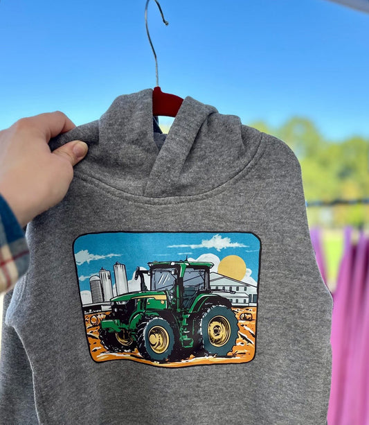 Green Tractor | Toddler Hoodie (4T, 5/6)