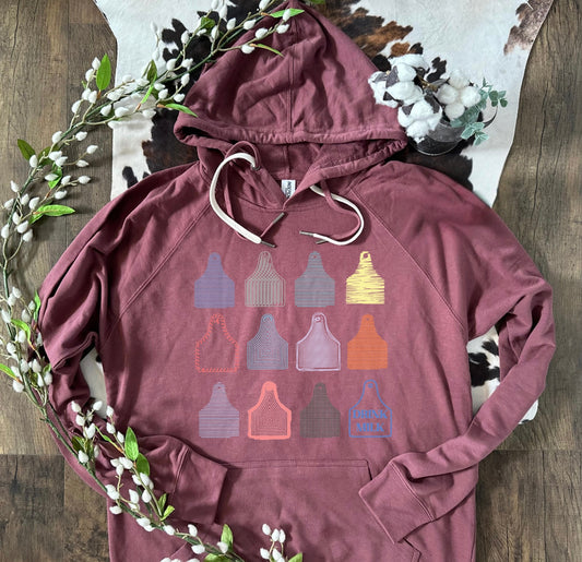Drink Milk Ear Tags | Adult Lightweight French Terry Hoodie