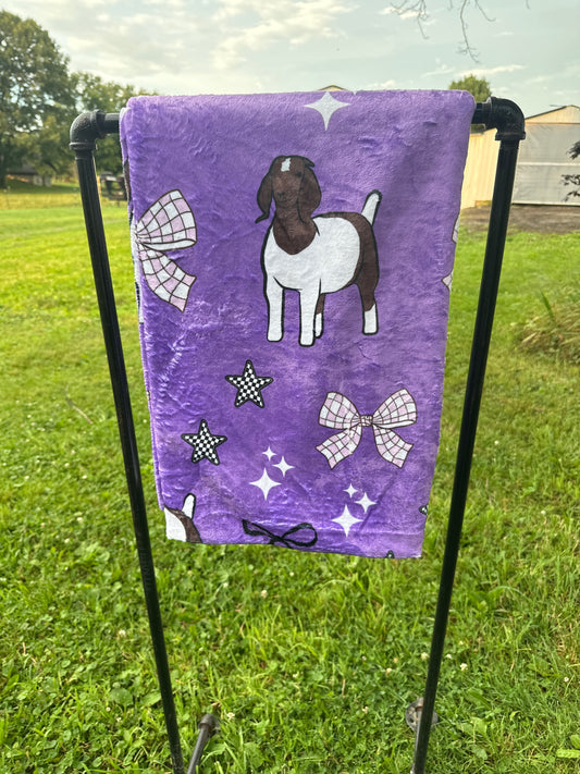 60 x 80 Blanket | Goats and Purple Bows