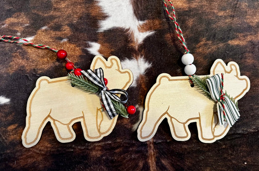 Pig Cut Out Christmas Ornament