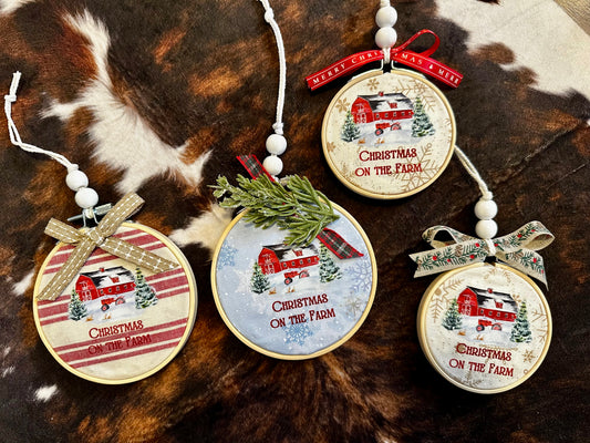 Red Tractor Christmas on the Farm Ornament