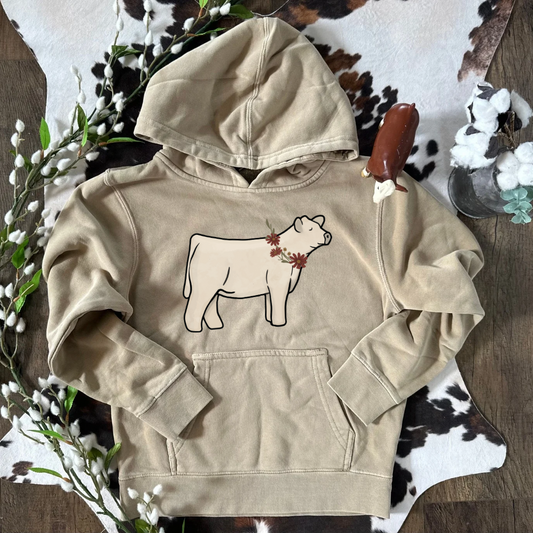 Fall Floral Show Cattle | Youth Hoodie {XS to Large}