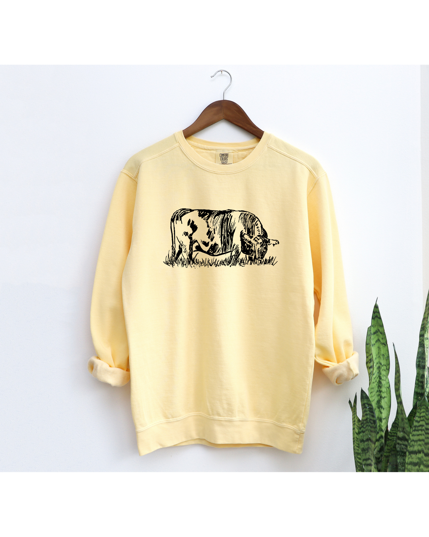Vintage Cattle Sketch | Adult Crewneck Pullover