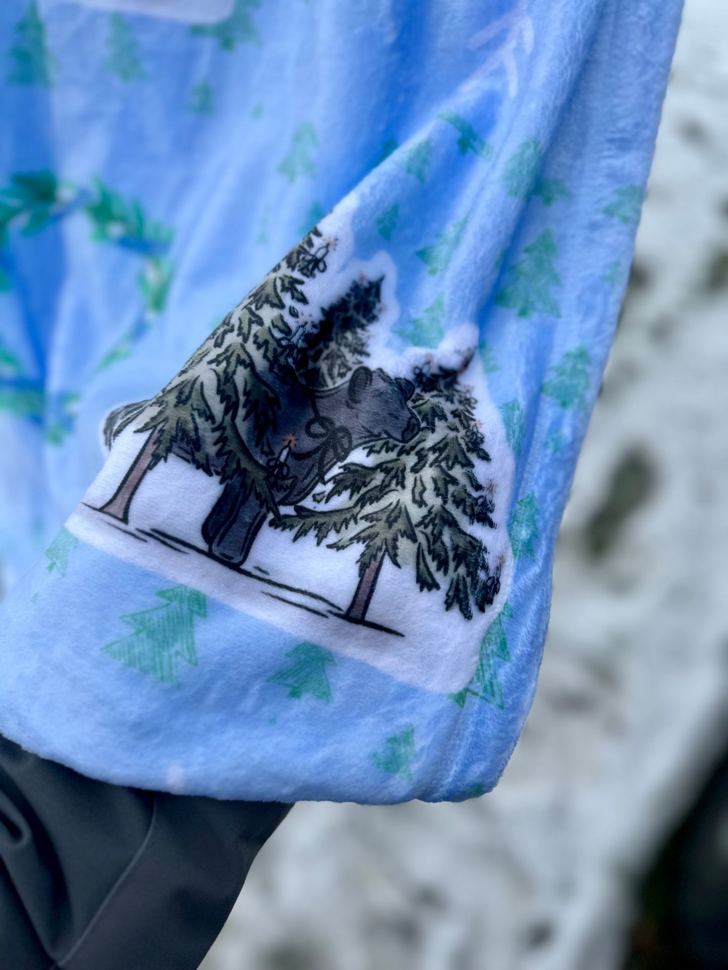 60 x 80 Blanket | Blue Winter Wonderland Cattle - Minky front and back