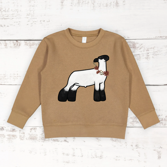 Fall Floral Show Lamb | Toddler Crewneck
