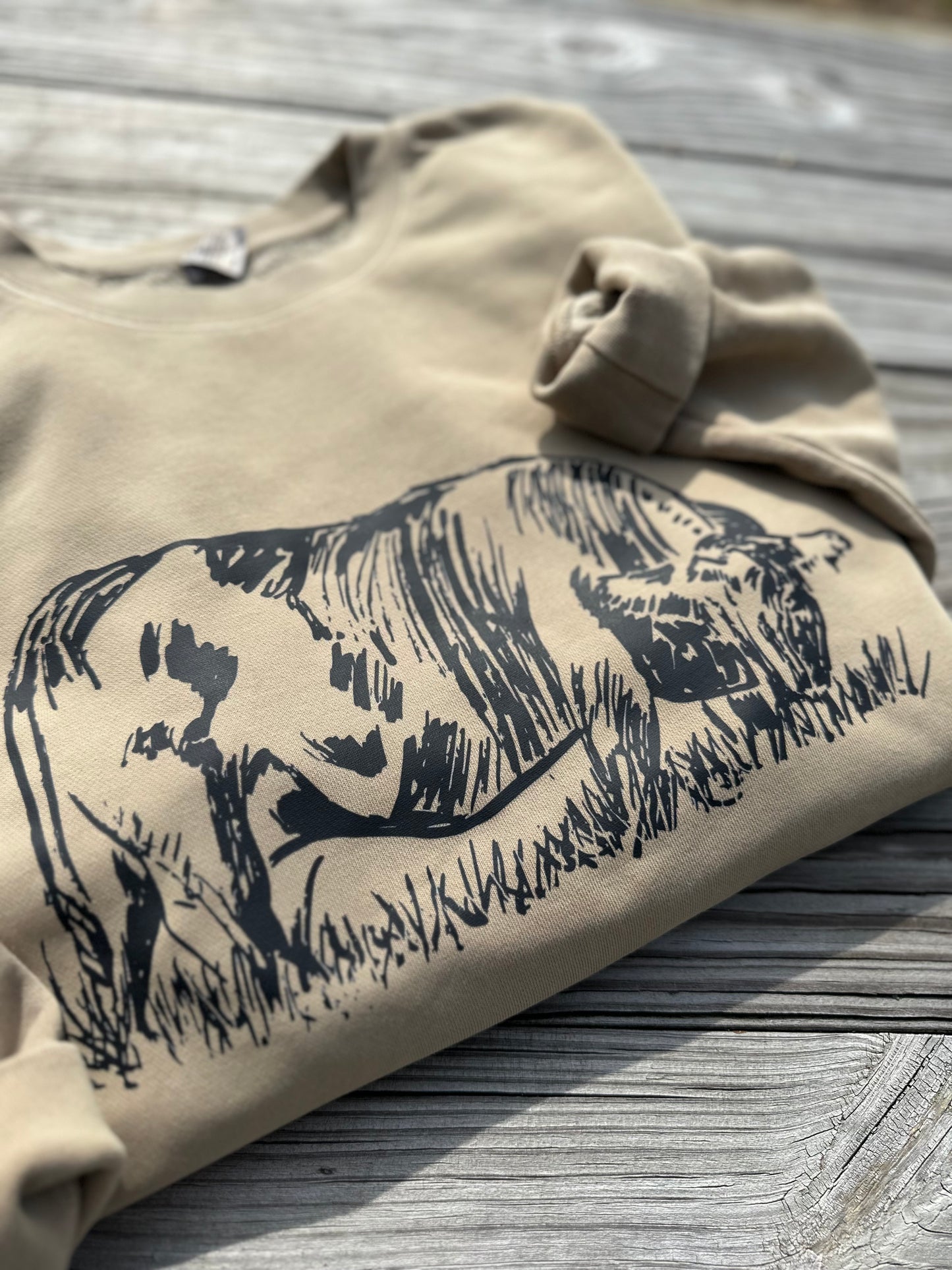 Vintage Cattle Sketch | Adult Crewneck Pullover
