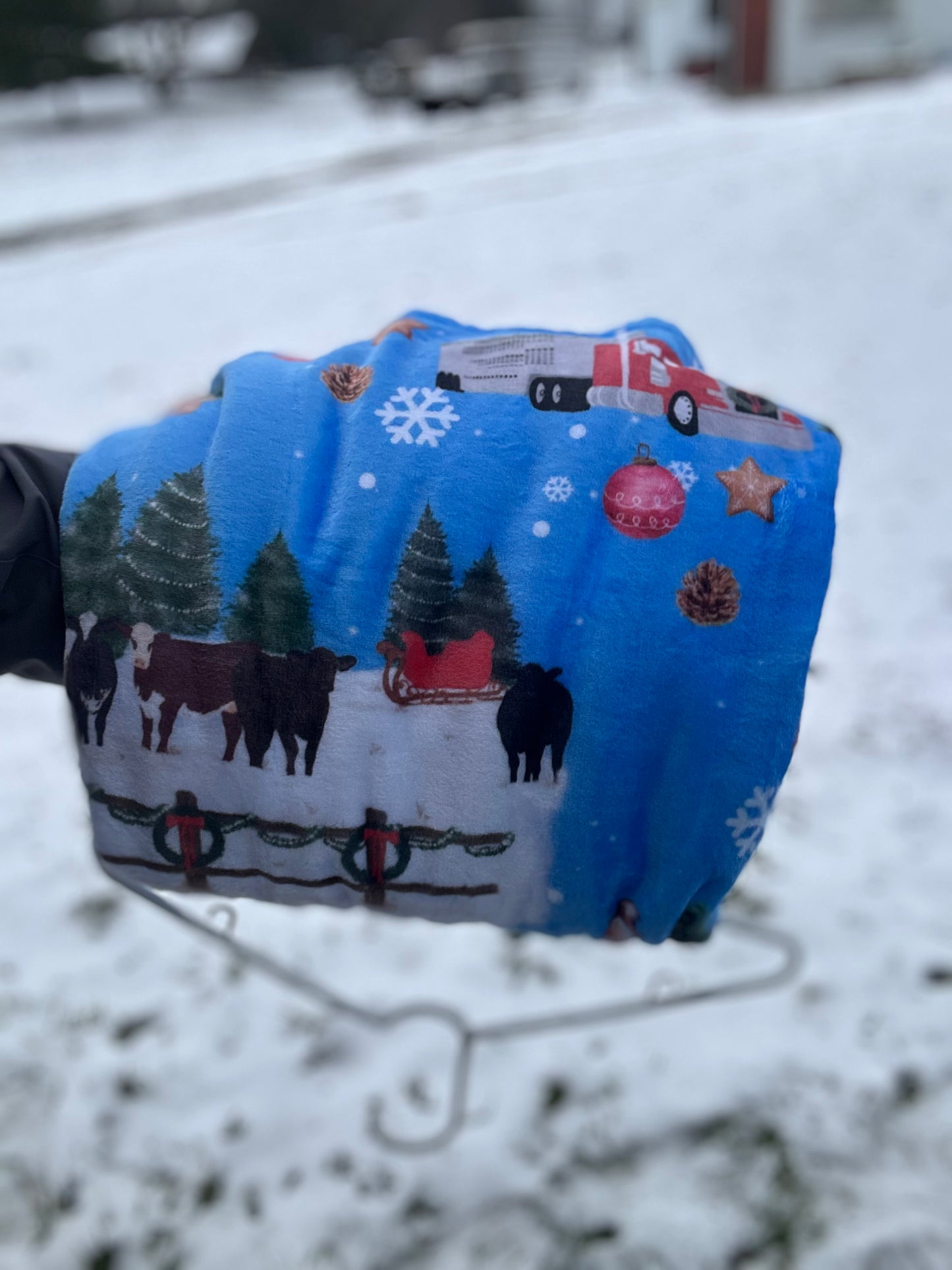 60 x 80 Blanket | Christmas Bull Hauler - Minky front and back
