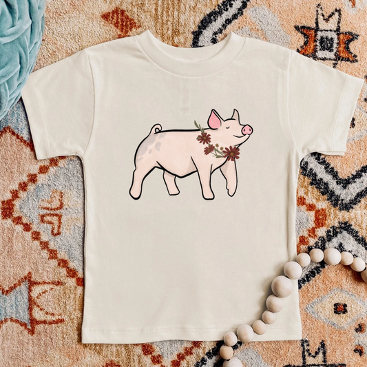 Fall Floral Show Pig | Infant, Toddler + Youth Tee