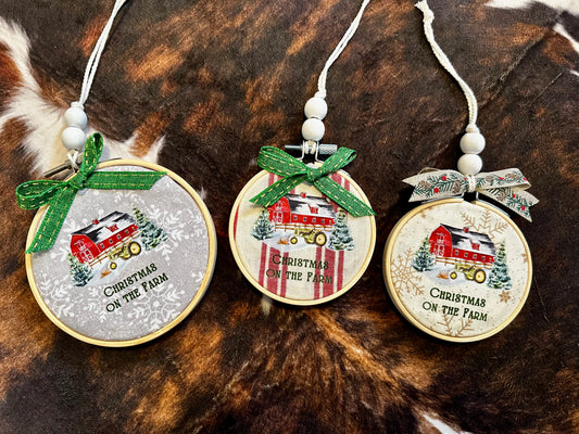 Green Tractor Christmas on the Farm Ornament