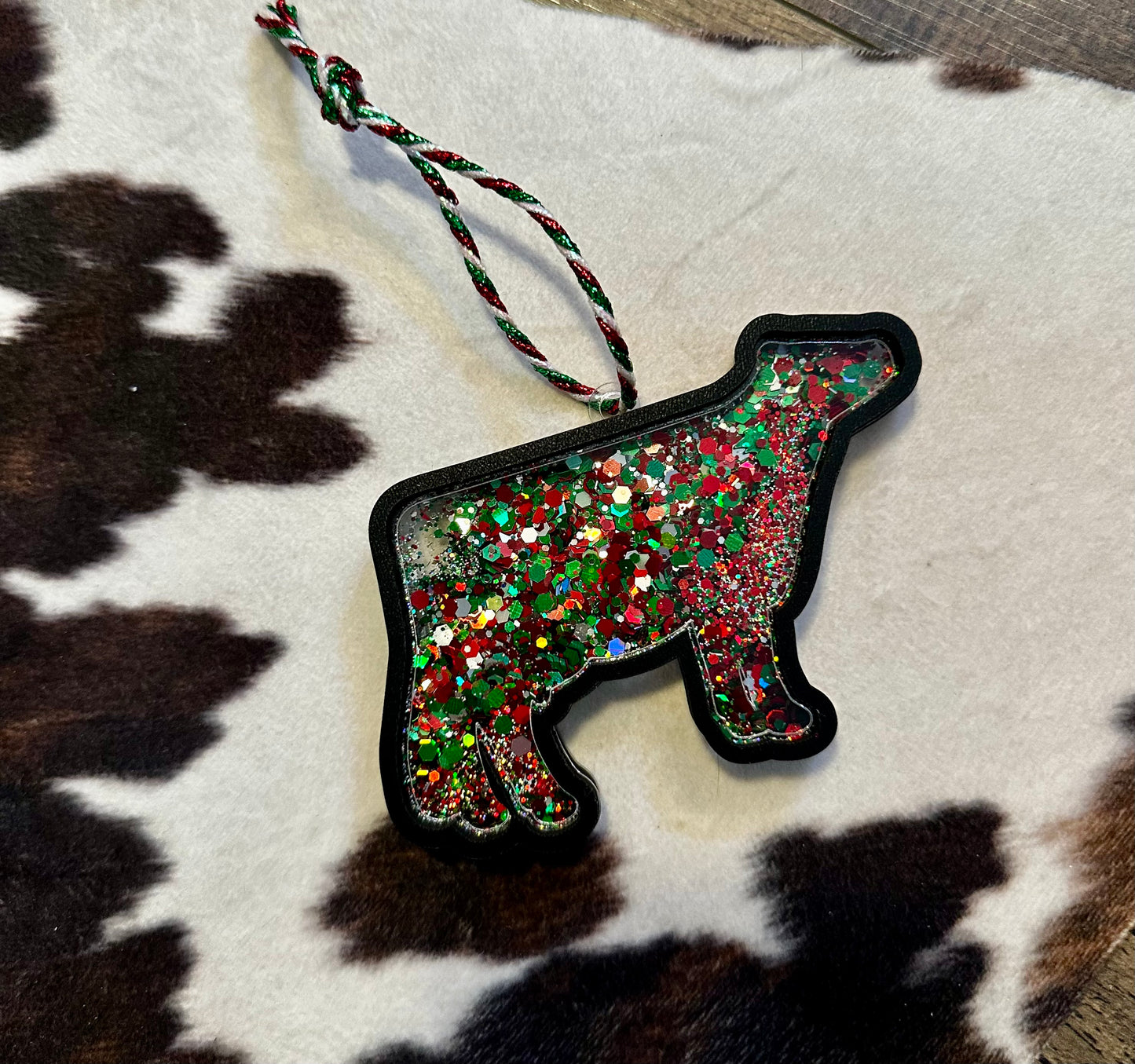 Glitter Shaker Christmas Ornament | Dairy Cow