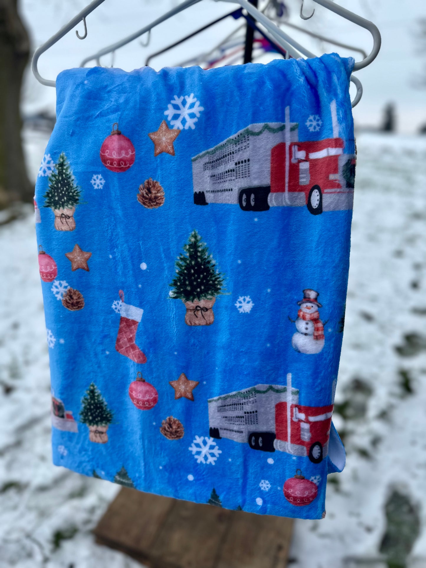60 x 80 Blanket | Christmas Bull Hauler - Minky front and back