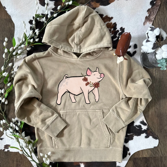 Fall Floral Show Pig | Youth Hoodie {XS to Large}